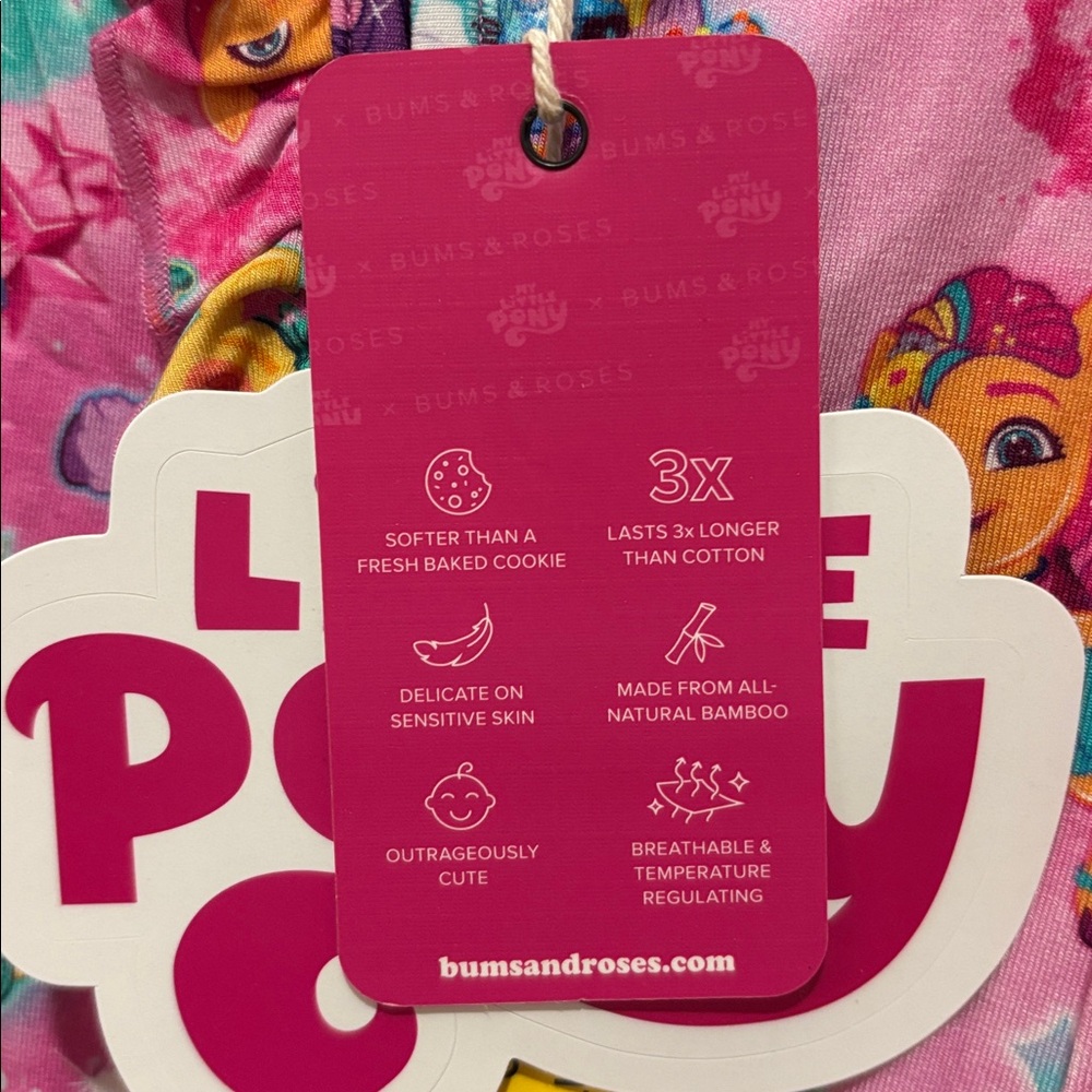 NWT Bums & Roses Baby Girl Bamboo My Little Pony Convertible Footie Sleeper 0-3M - Picture 4 of 10